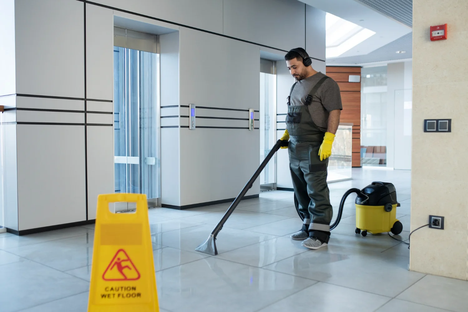 Persona limpiando el piso